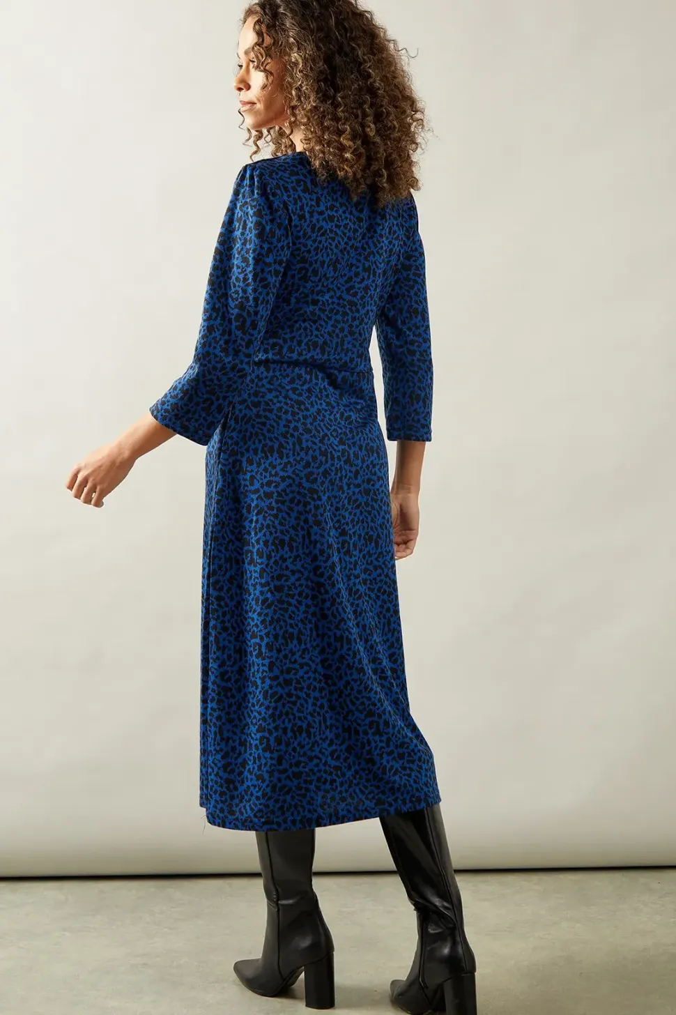 Cobalt Animal Jacquard Ponte Midi Dress
