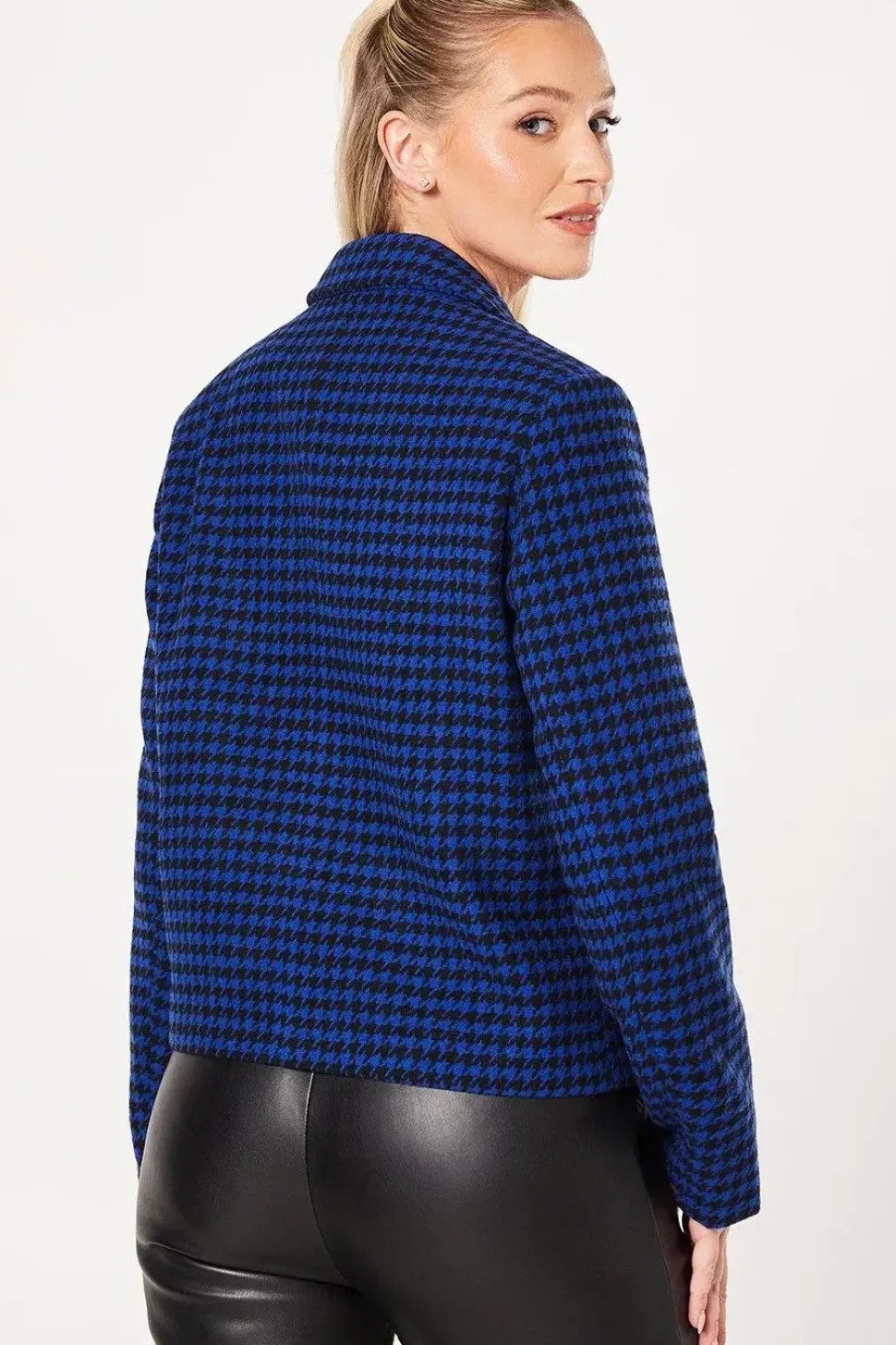 Cobalt Boucle Military Blazer