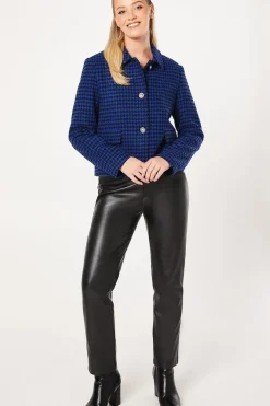 Cobalt Boucle Military Blazer