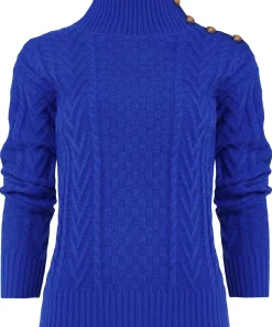 Cobalt Cable Knit Ribbed Cuff Jumper