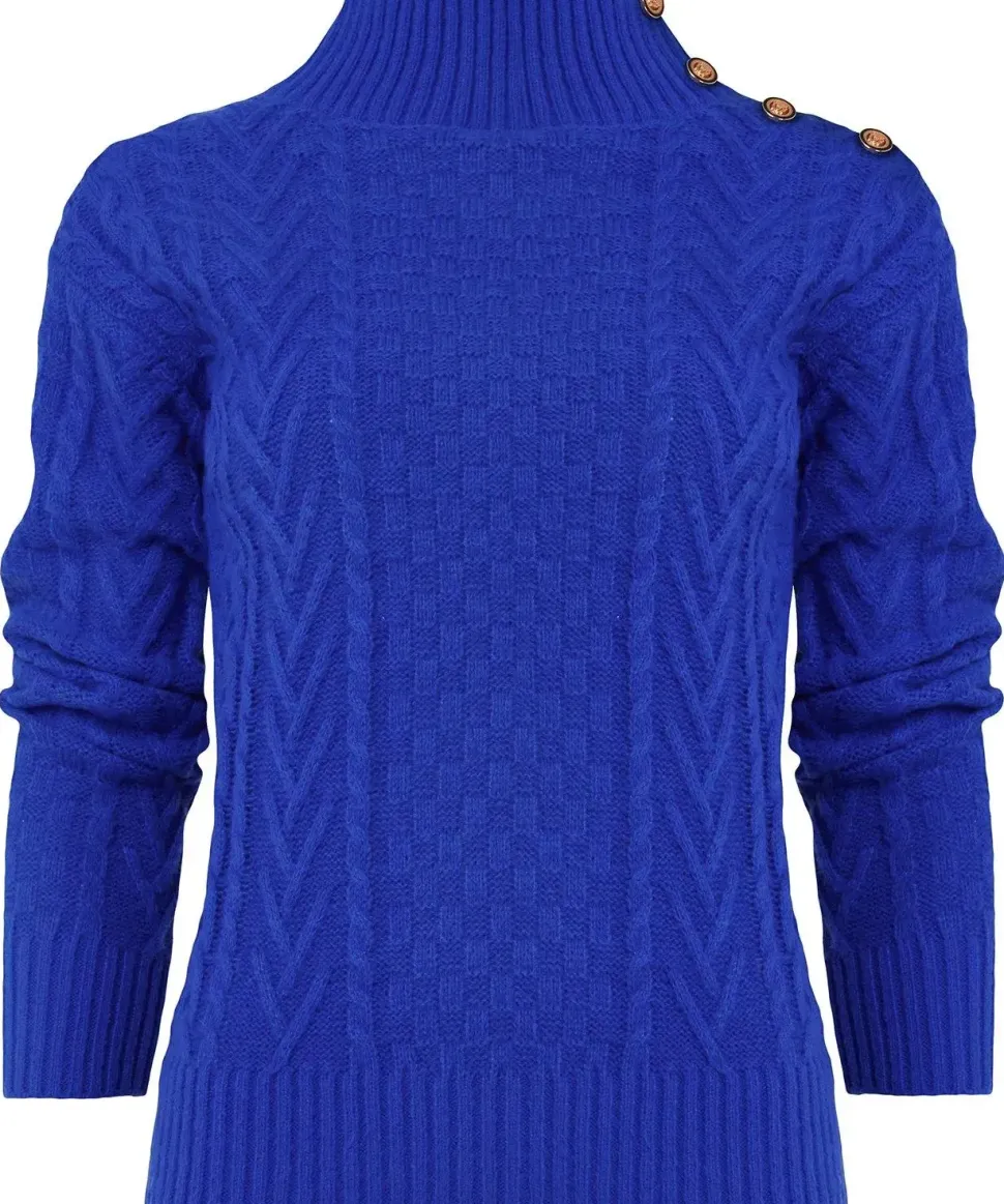 Cobalt Cable Knit Ribbed Cuff Jumper