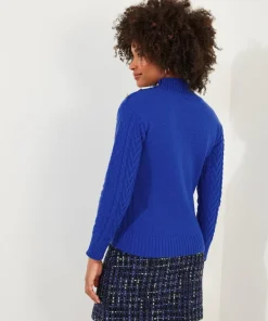 Cobalt Cable Knit Ribbed Cuff Jumper