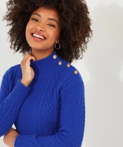 Cobalt Cable Knit Ribbed Cuff Jumper