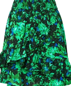 Cobalt Floral Ruffle Mini Skirt