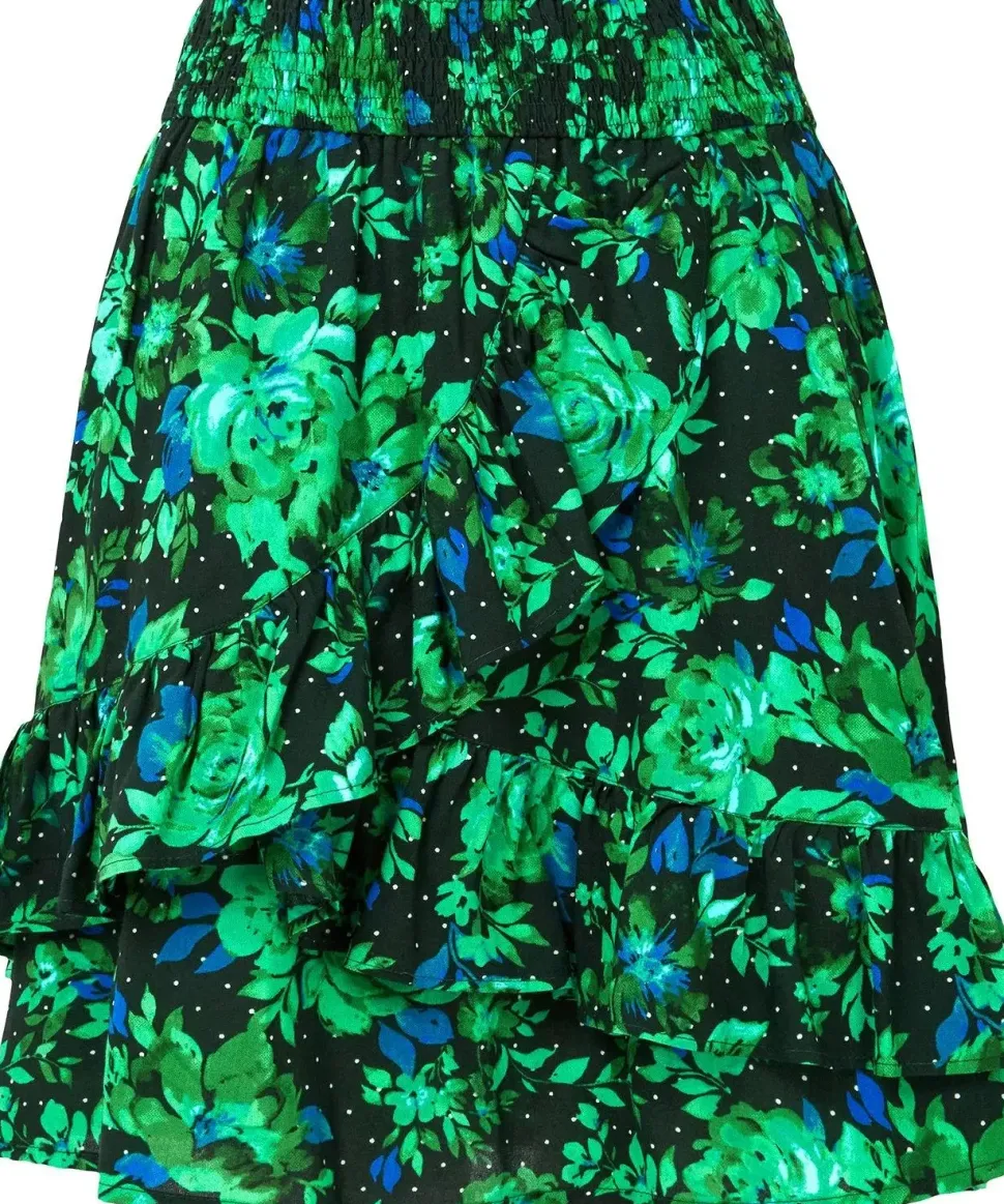 Cobalt Floral Ruffle Mini Skirt