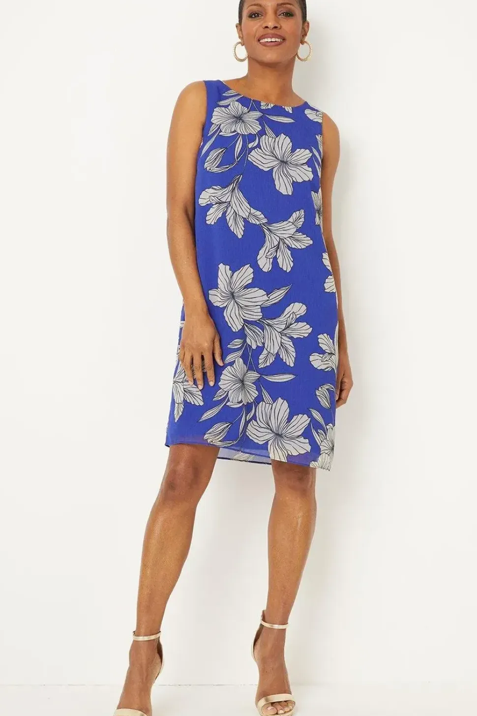 Cobalt Floral Shift Dress