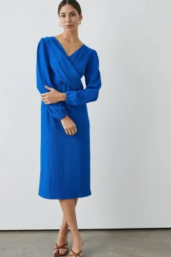 Cobalt Twist Front Jersey Midi Dress