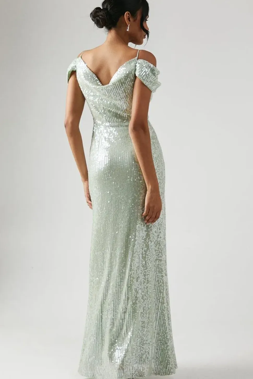 Cold Shoulder Sequin Bridesmaid Dress