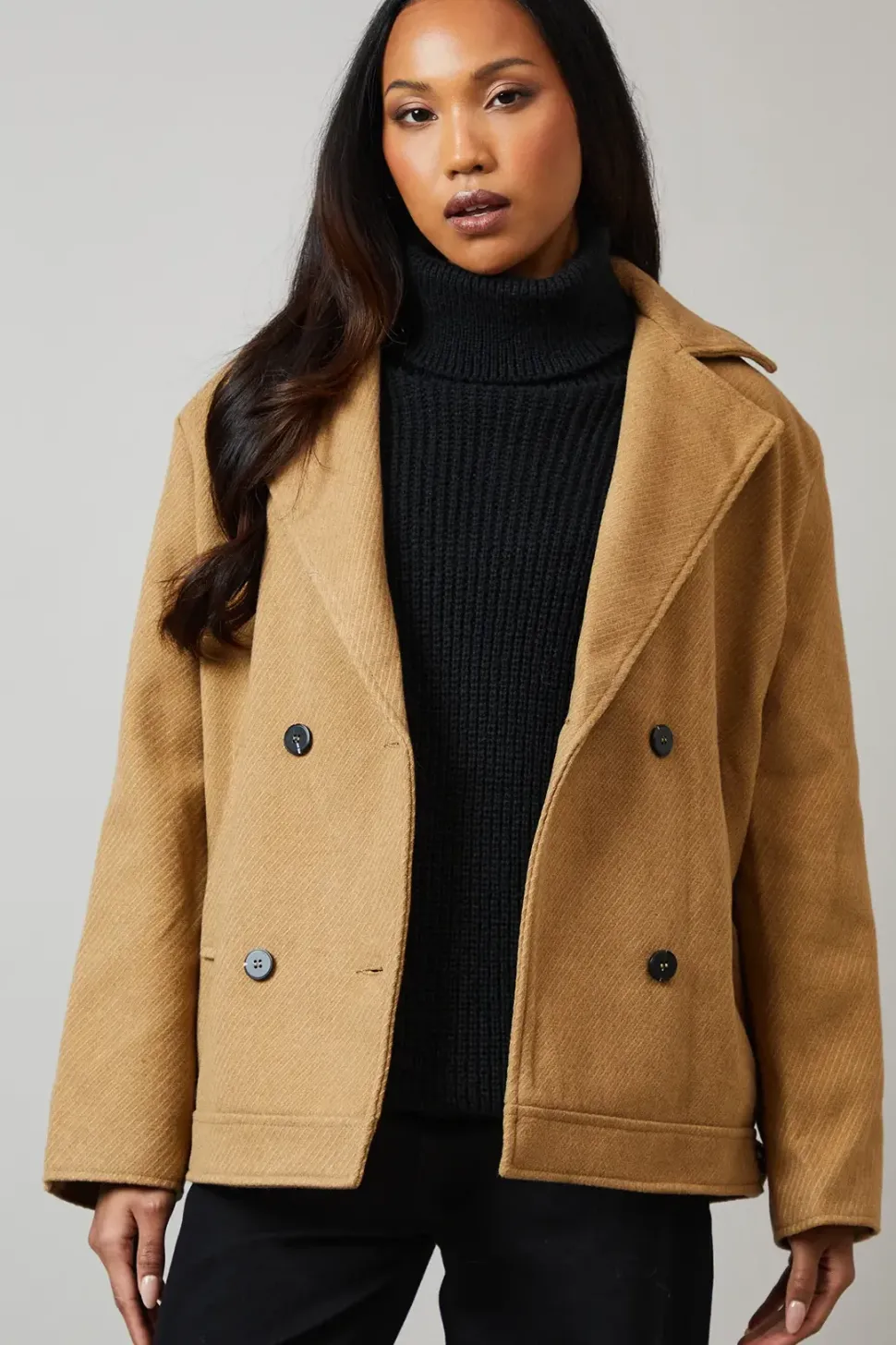 Collar Detail Double Breasted Jacket