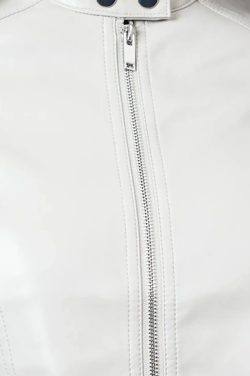 Collar Detail Faux Leather Jacket