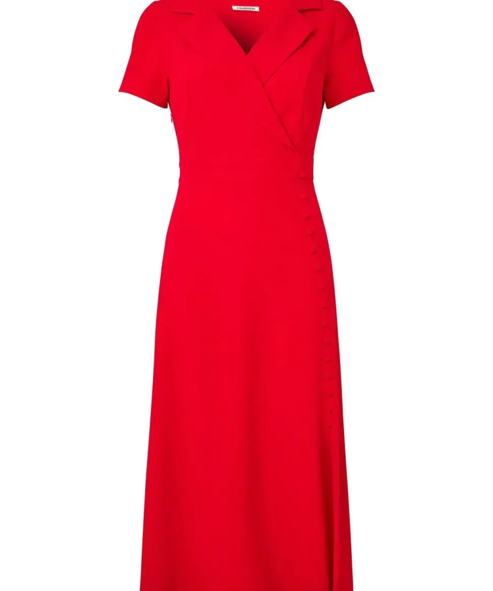 Collared Wrap Front Vintage Midi Dress