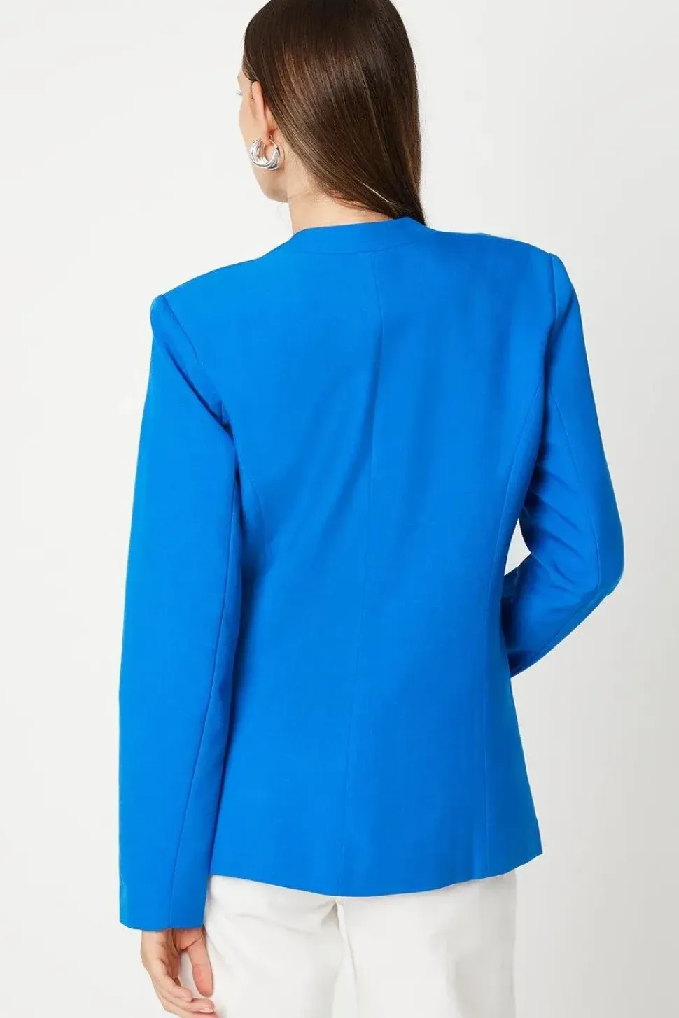 Collarless Blue Blazer