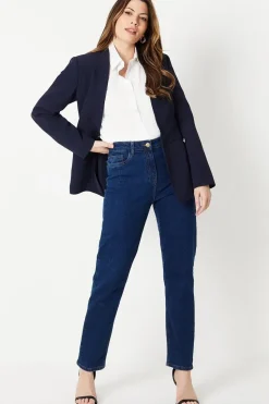 Collarless Button Detail Edge To Edge Jacket