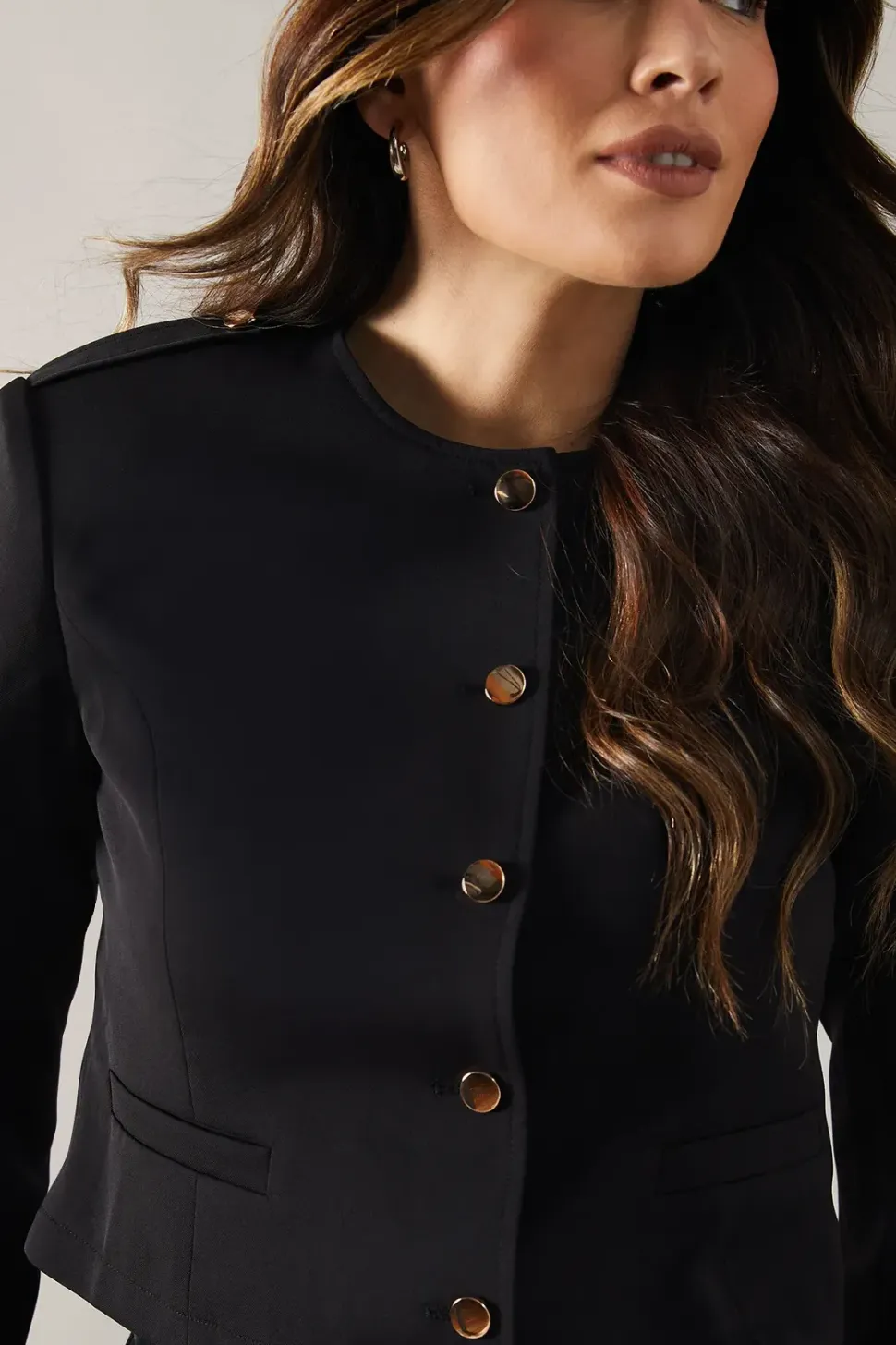 Collarless Military Jacket