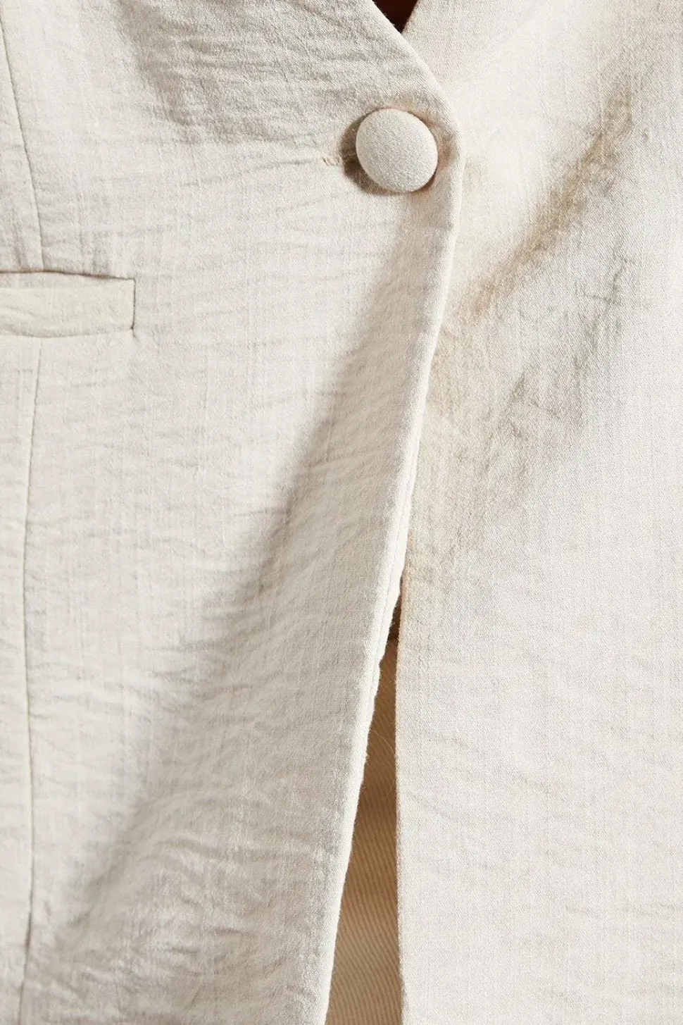 Collarless Relaxed Linen Look Blazer