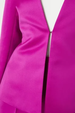 Collarless Tailored Satin Blazer