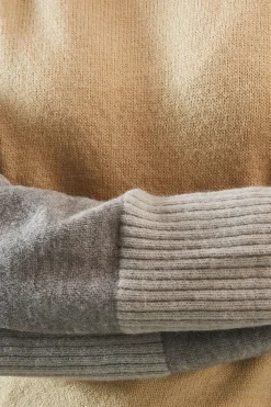 Colorblock Asymmetric Roll Neck Jumper