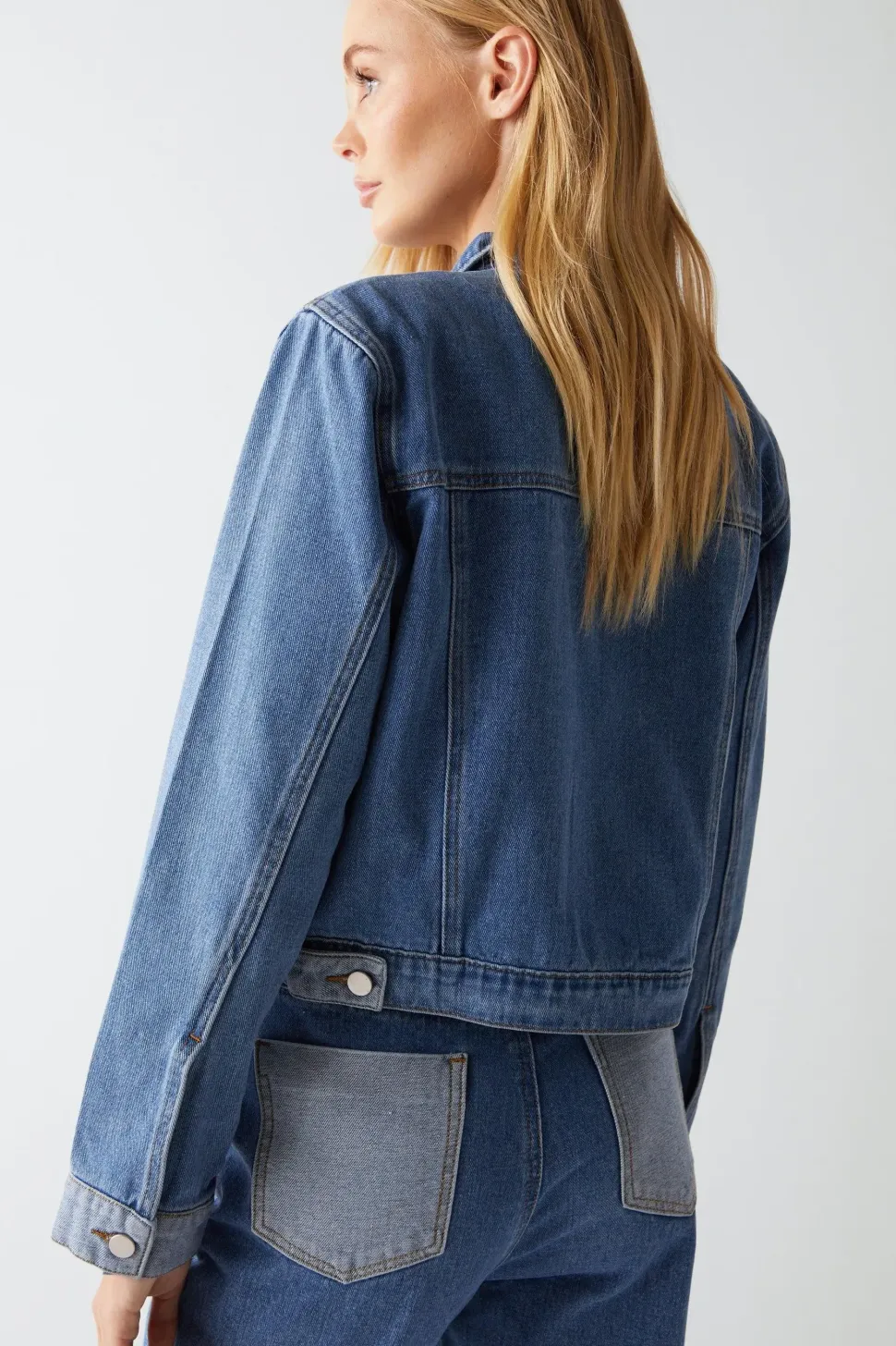 Colour Block Denim Trucker Jacket