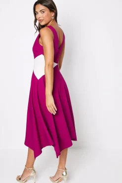 Colour Block Drape Skirt Midi Dress
