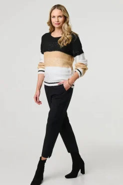 Colour Block Drop Shoulder Knit Jumper