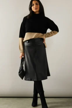 Colour Block High Neck Jumper