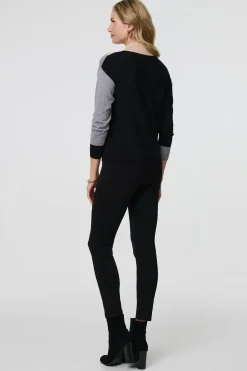 Colour Block High Neck Slim Jumper