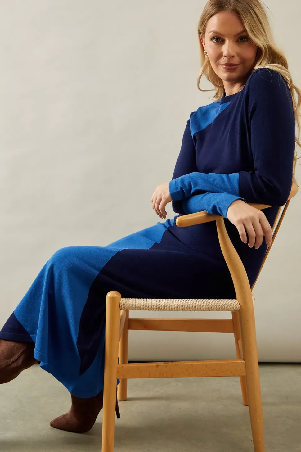 Colourblock Knitted Midi Dress
