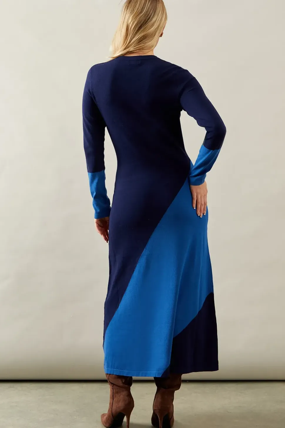 Colourblock Knitted Midi Dress