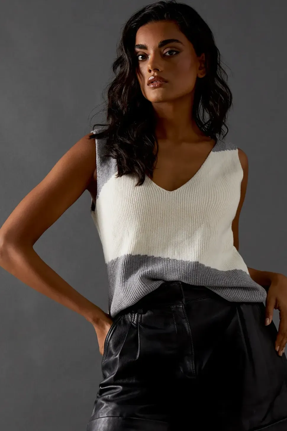 Colour Block Knitted Top Co Ord