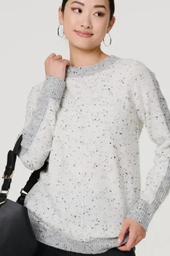 Colour Block Long Sleeve Curve Hem Jumper