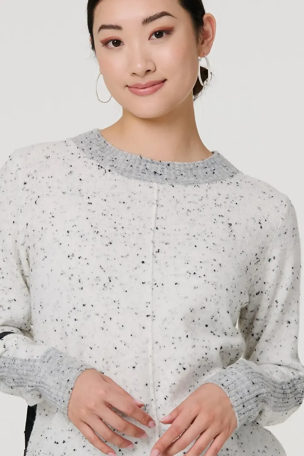 Colour Block Long Sleeve Curve Hem Jumper