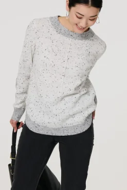 Colour Block Long Sleeve Curve Hem Jumper