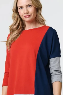 Colour Block Long Sleeve Relaxed Top