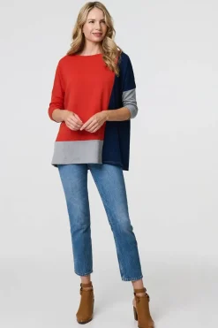 Colour Block Long Sleeve Relaxed Top