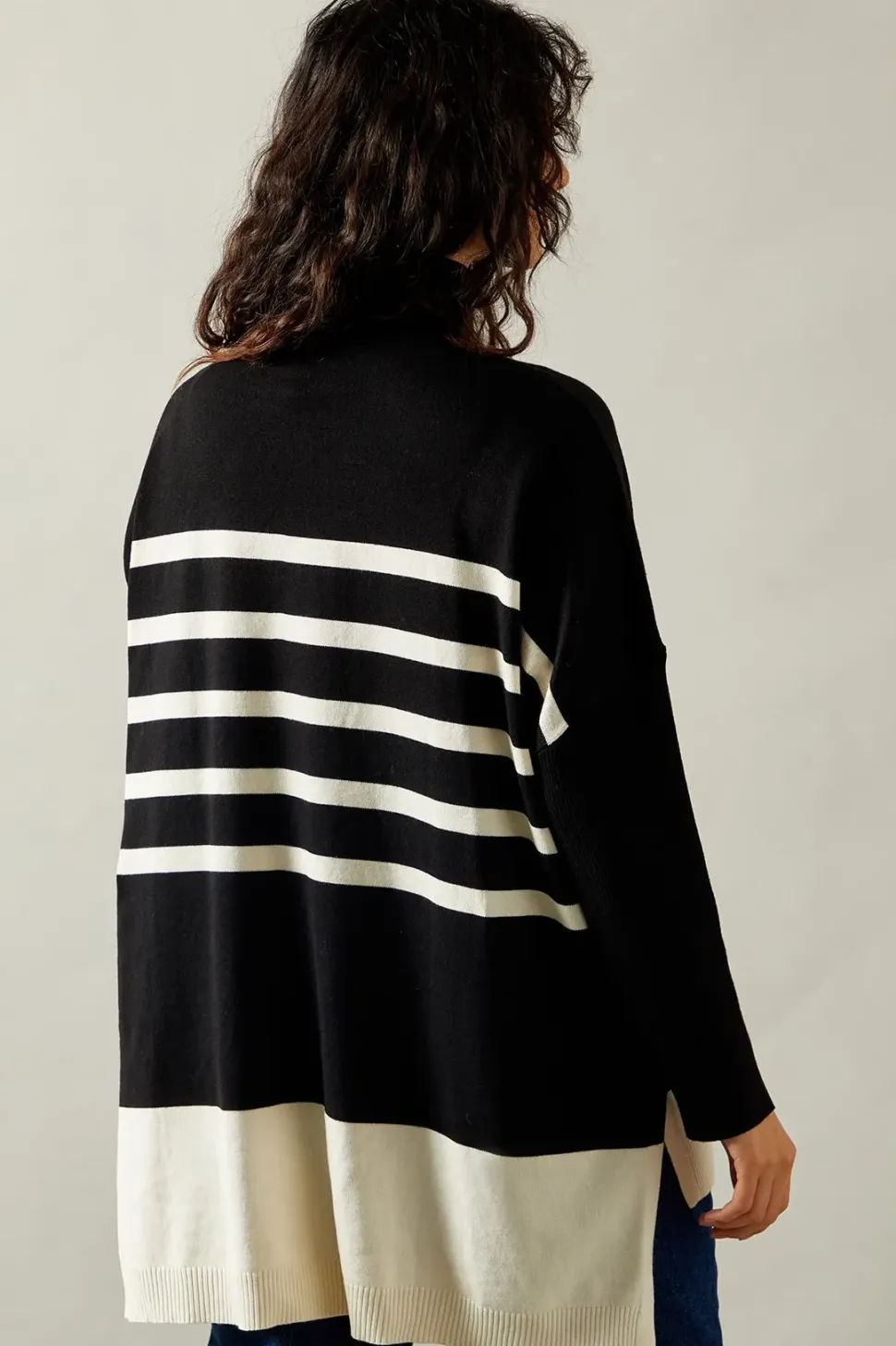 Colour Block Striped Poncho