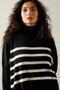 Colour Block Striped Poncho