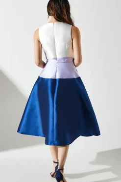 Colour Block Twill Belted Dress