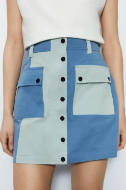 Colour Block Utility Mini Skirt