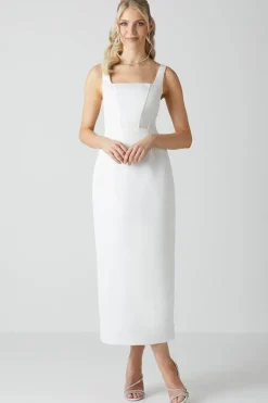 Column Satin Bridal Dress With Removable Belt Train