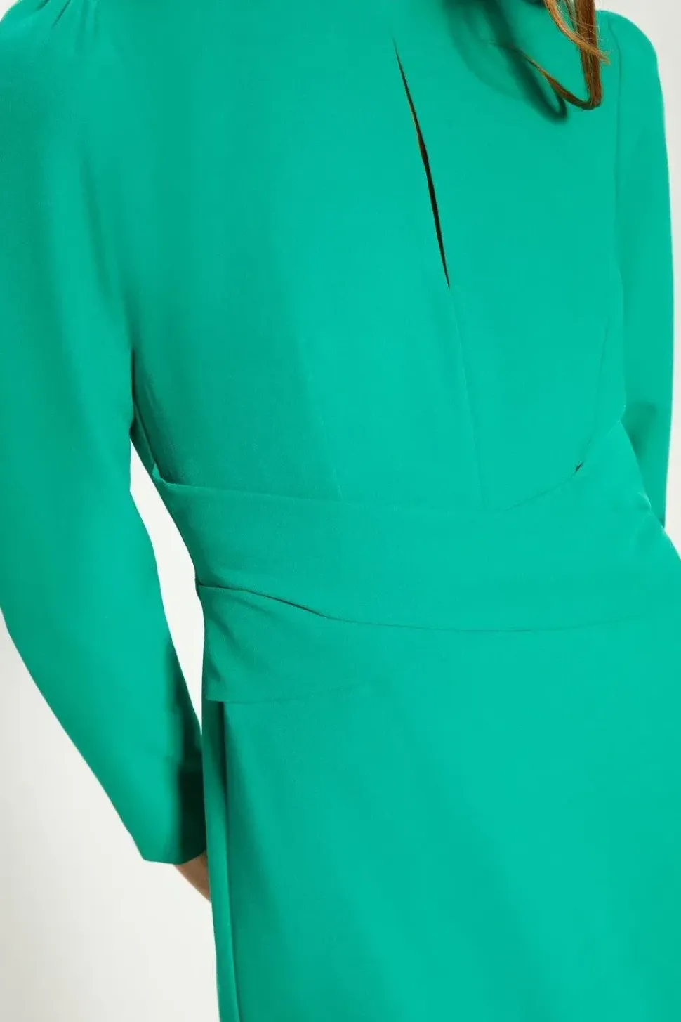 Compact Crepe Cross Front Midi Dress