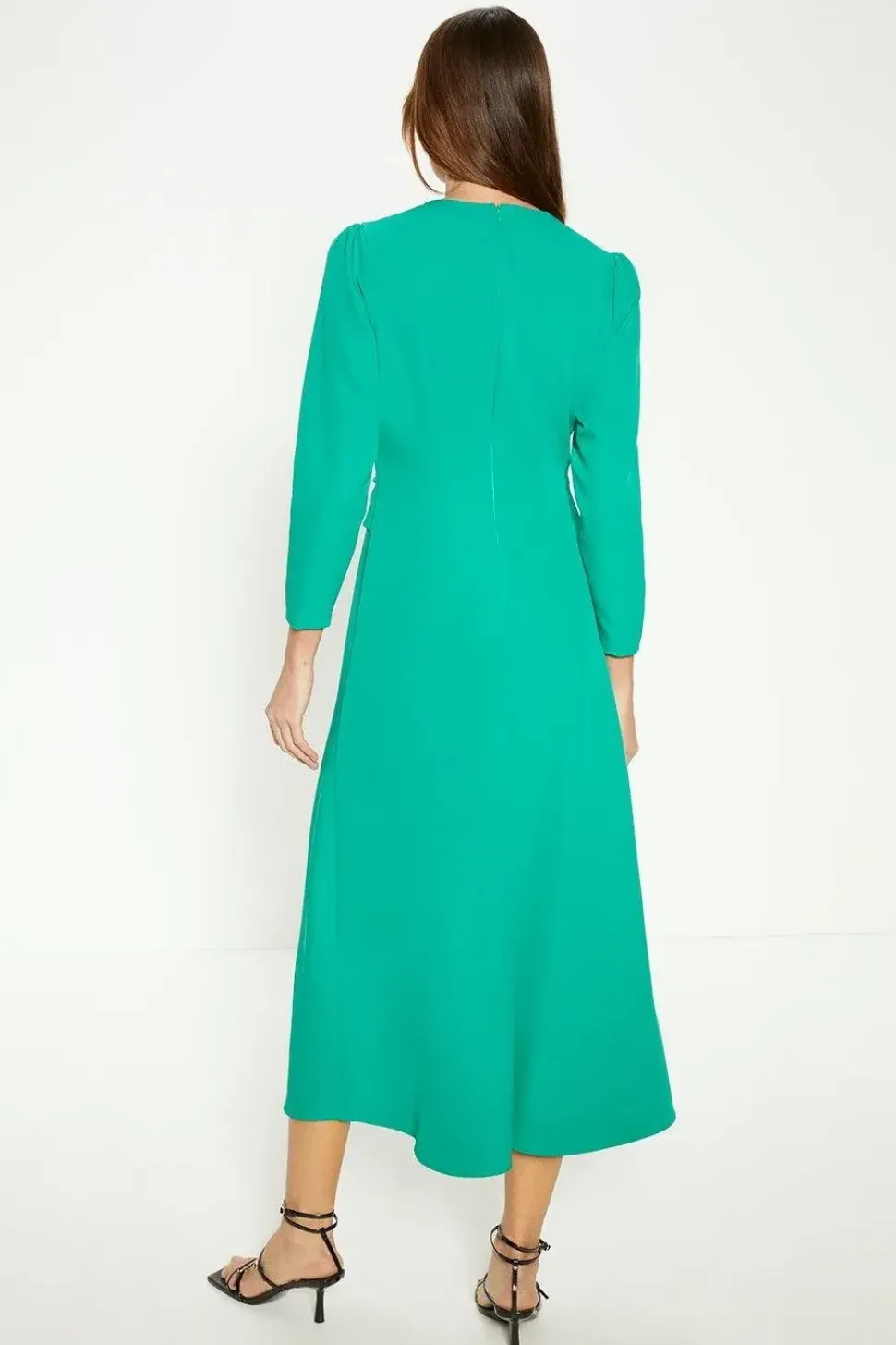 Compact Crepe Cross Front Midi Dress