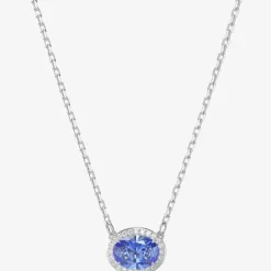 Constella Blue Oval Cut Rhodium Plated Necklace 5671809
