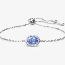 Constella Rhodium Plated Blue Oval Cut Toggle Bracelet 5671895 (M)