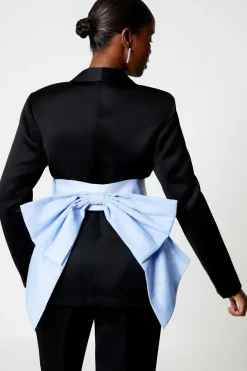Contrast Belt Bow Back Blazer