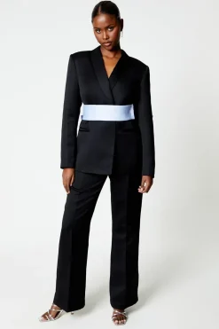 Contrast Belt Bow Back Blazer