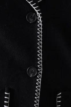 Contrast Button Through Coat