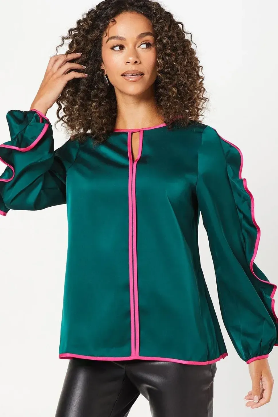 Contrast Cold Shoulder Blouse