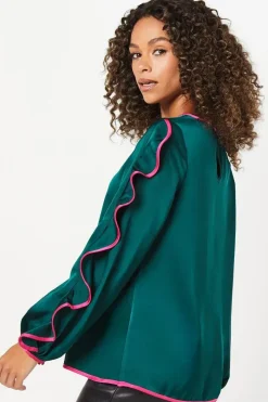 Contrast Cold Shoulder Blouse
