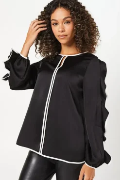 Contrast Cold Shoulder Blouse