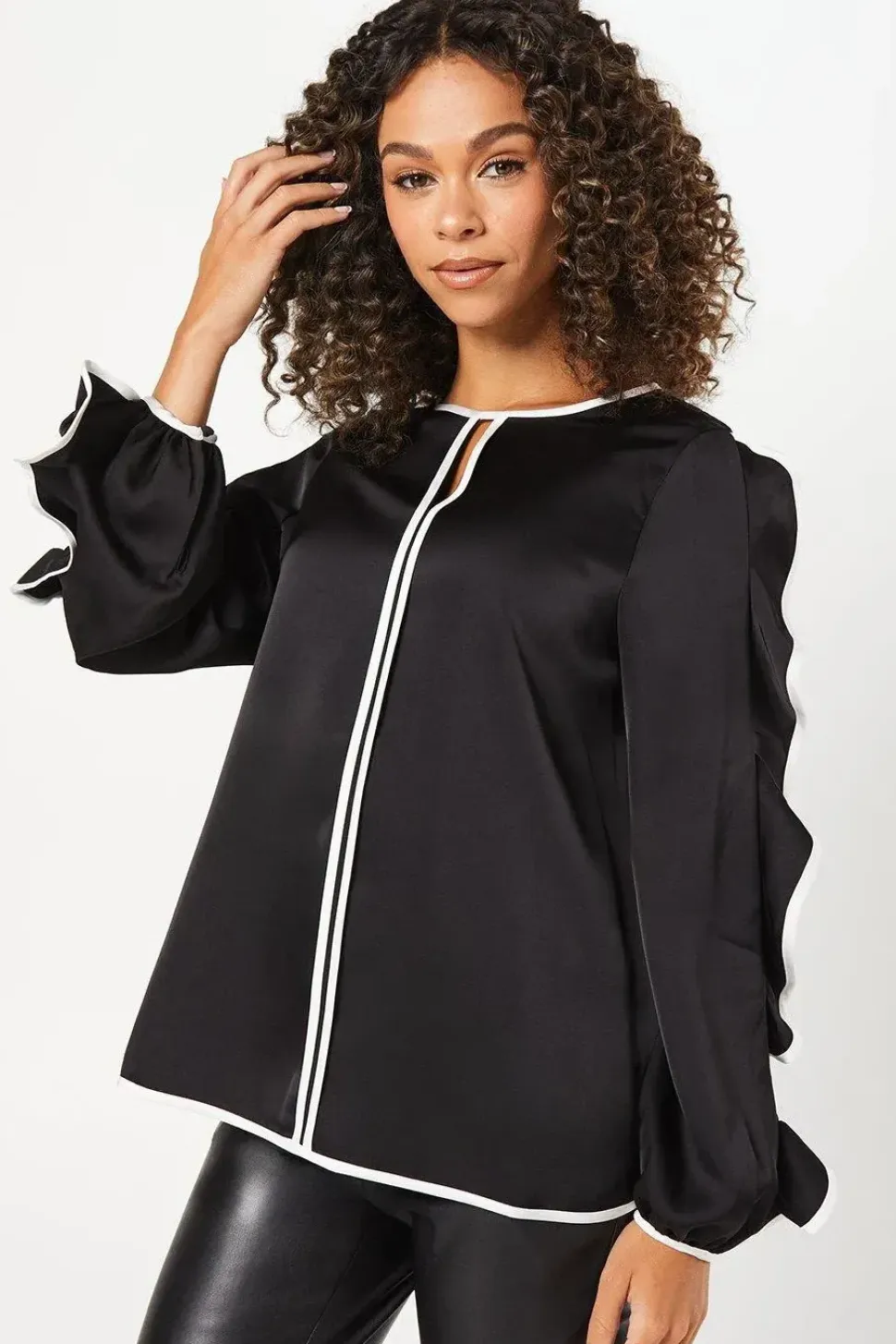 Contrast Cold Shoulder Blouse